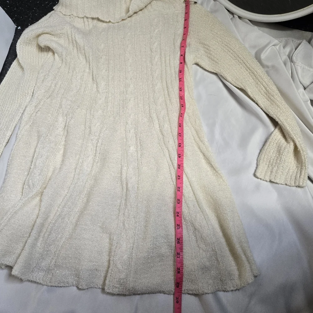 AXES FEMME ivory corset back lace ip design‎ knit sweater tunic top M